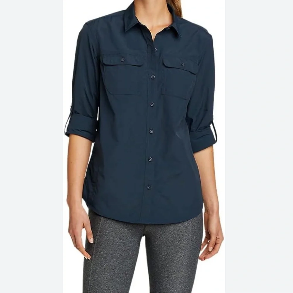 Eddie Bauer Navy Button-Down Shirt - Picture 1 of 4